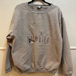 Vintage Boundry Line Embroidered Duck Mallory Crew Neck Sweatshirt Large Tan